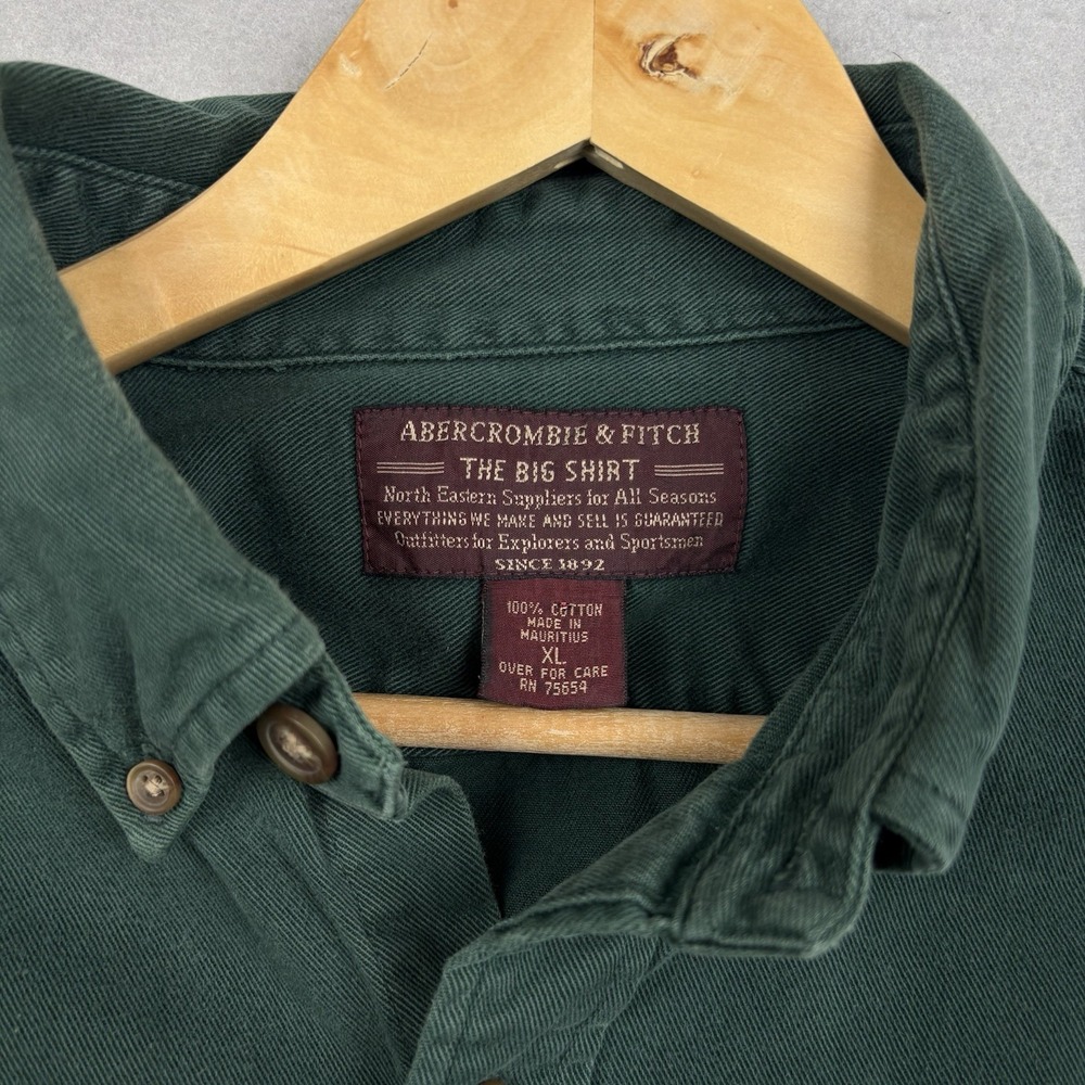 Vintage Abercrombie & Fitch The Big Shirt Men’s XL Green Long Sleeve Outdoors - Picture 6 of 8